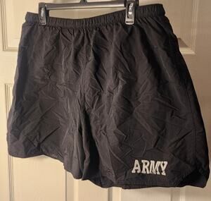 Unicor US Army APFU PT Running Shorts Trunks Black Gold Logo Size X-Large